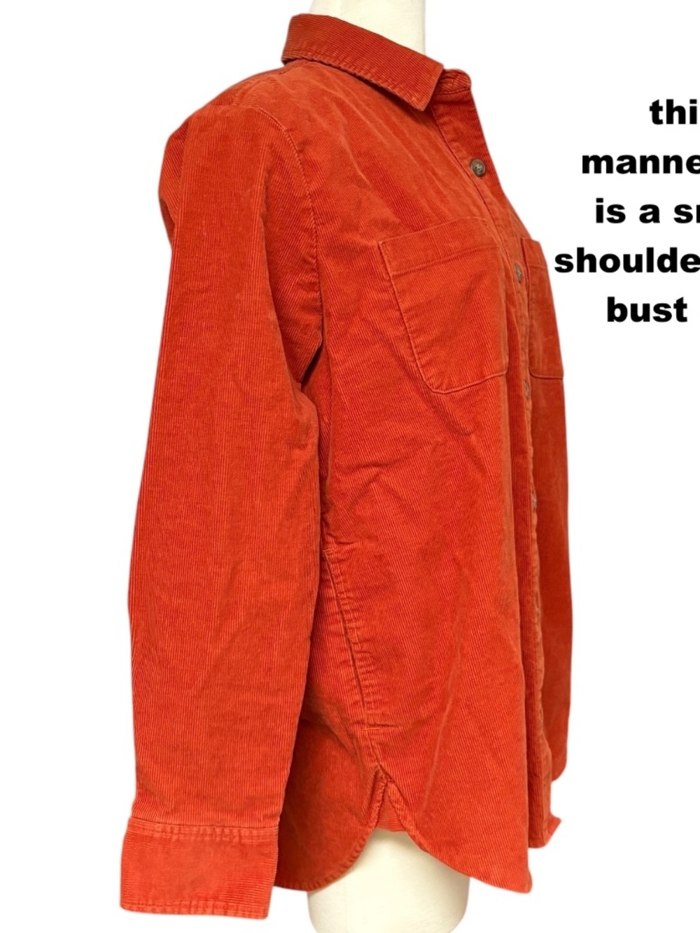 J. CREW Orange Corduroy Shirt Jacket M Cotton Button Front Overshirt Pockets - Picture 5 of 15
